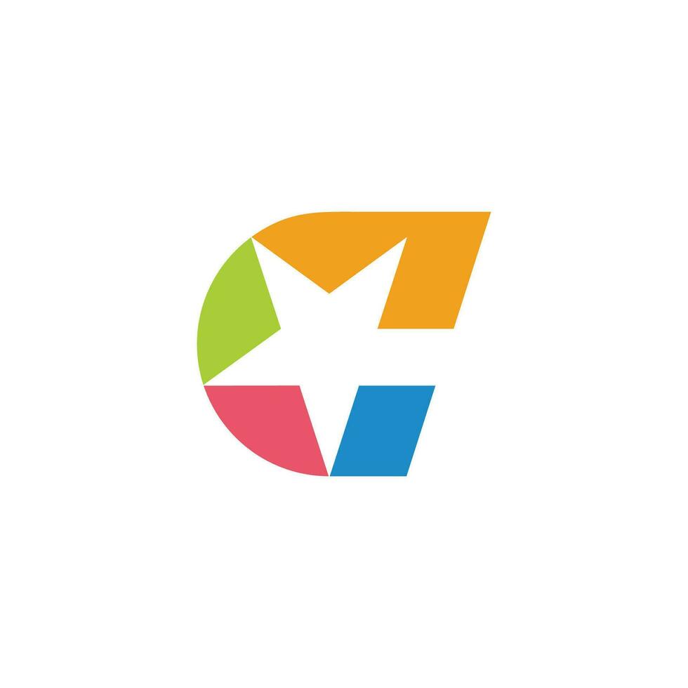 letter c star geometric colorful simple symbol logo vector