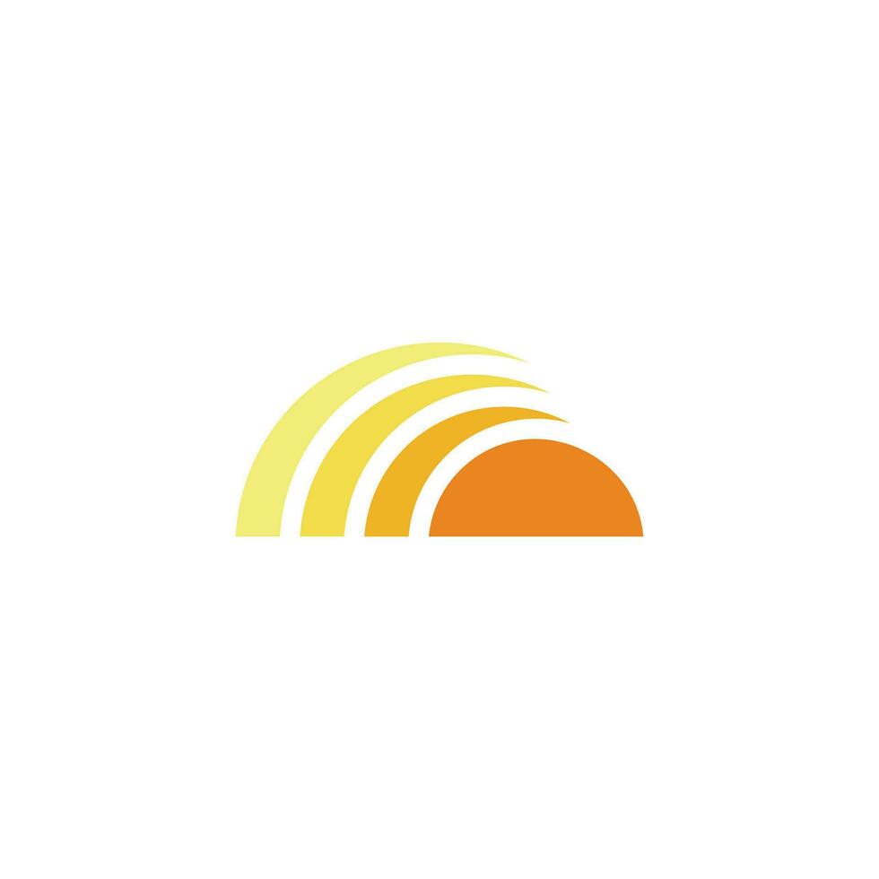 simple geometric gradient sun rays symbol logo vector