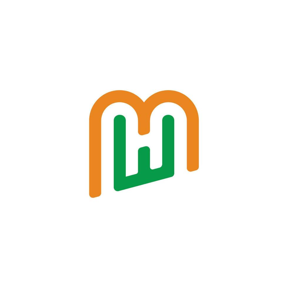 letter mw simple geometric colorful line logo vector