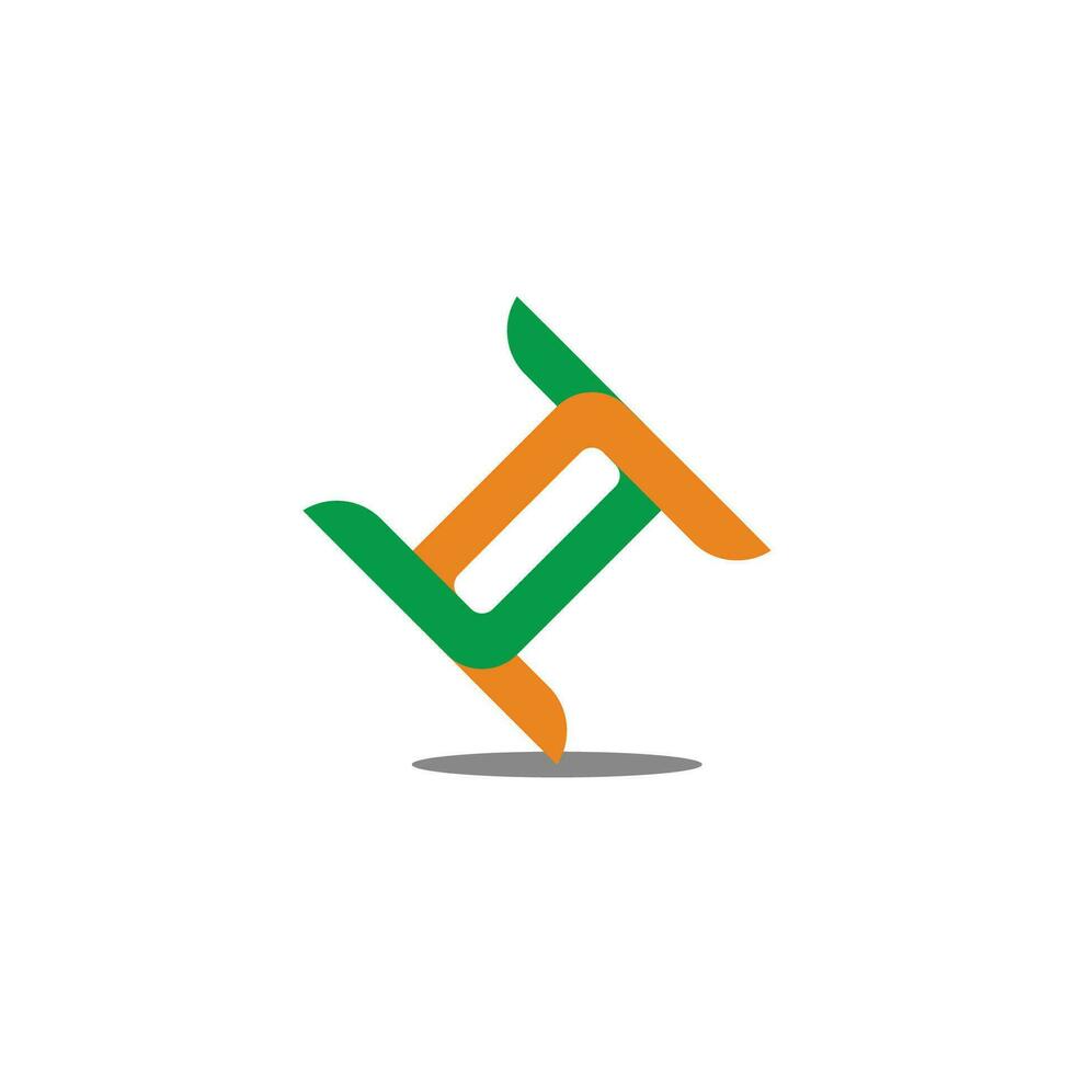 letter hc linked colorful shadow design logo vector