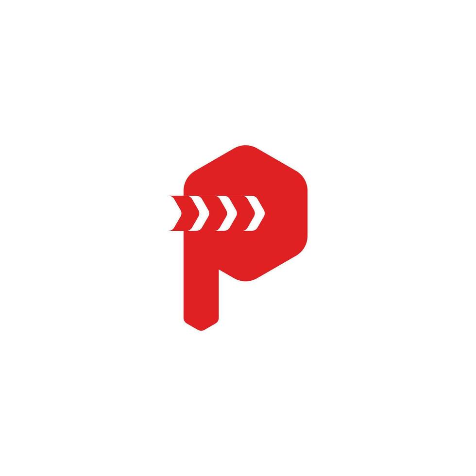 letter p stripes motion arrow simple geometric logo vector