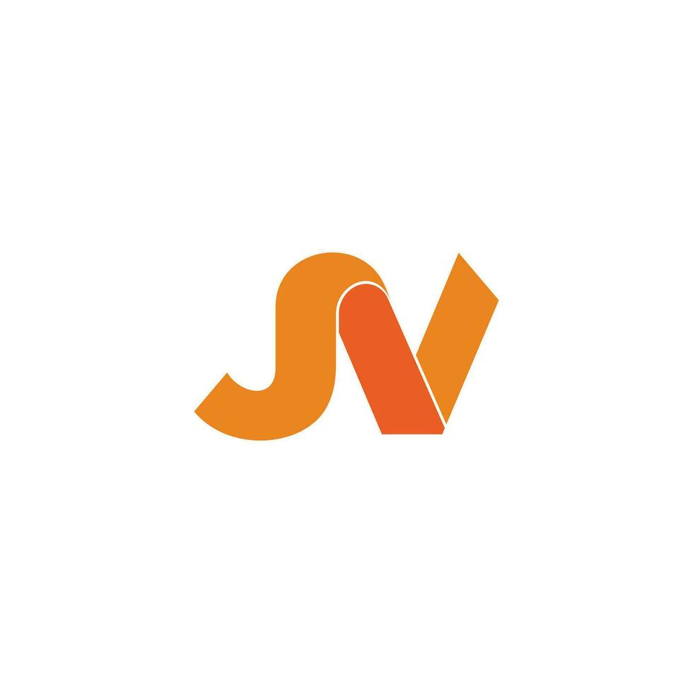 letter jv linked 3d flat ribbon logo vector