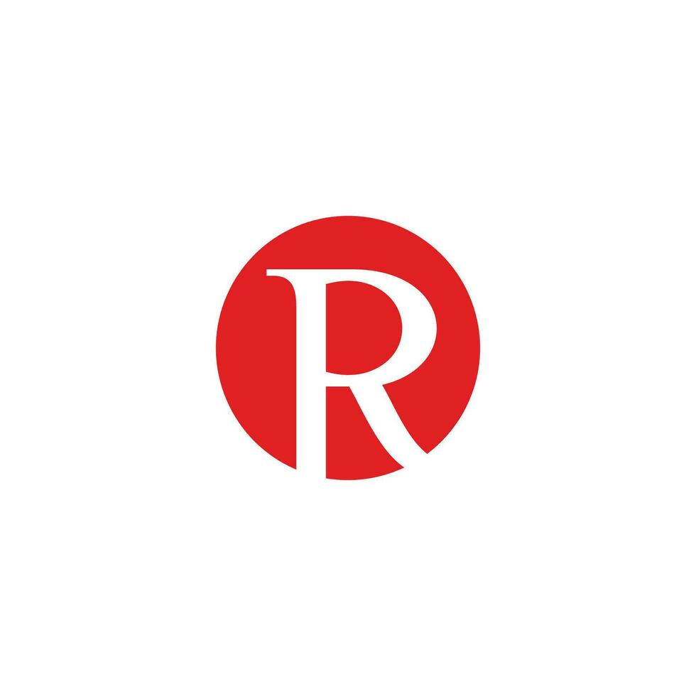 letter r red round negative space logo vector