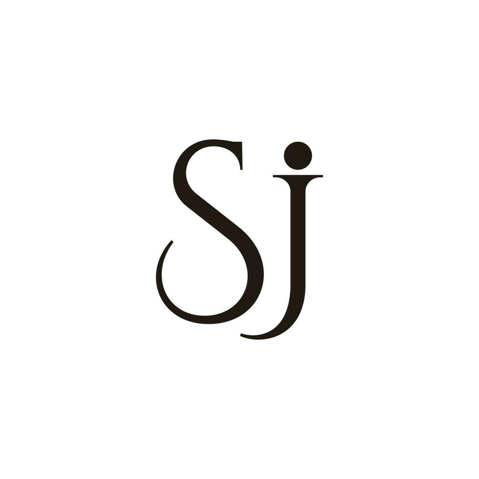 letter sj simple serif font logo vector