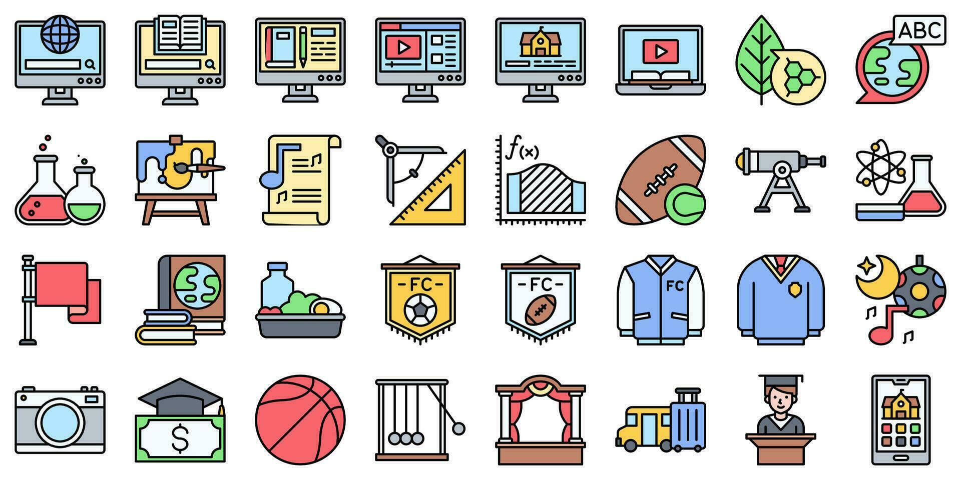 High school related filled vector icon set 2