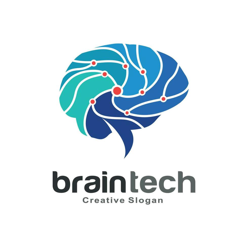 Vector brain logo with modern concept