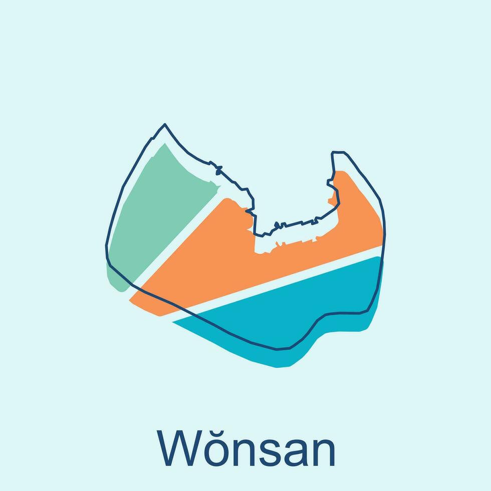 Wonsan High detailed illustration map, North Korea map, World map country vector illustration template