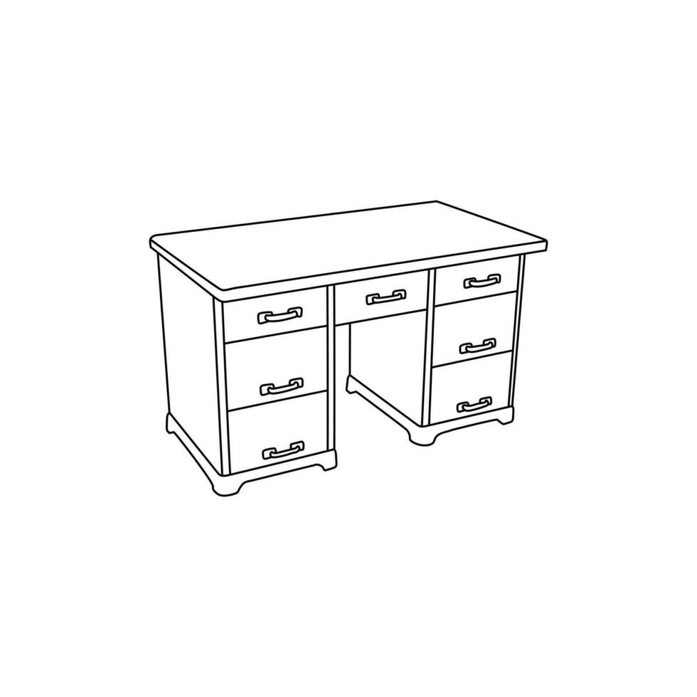 Office Desk line simple furniture design, element graphic illustration template vector