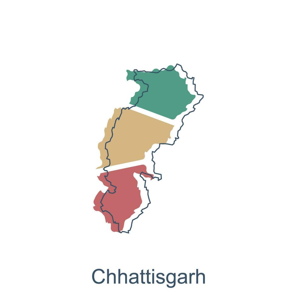 mapa de chhattisgarh vistoso ilustración diseño, elemento gráfico ilustración modelo vector