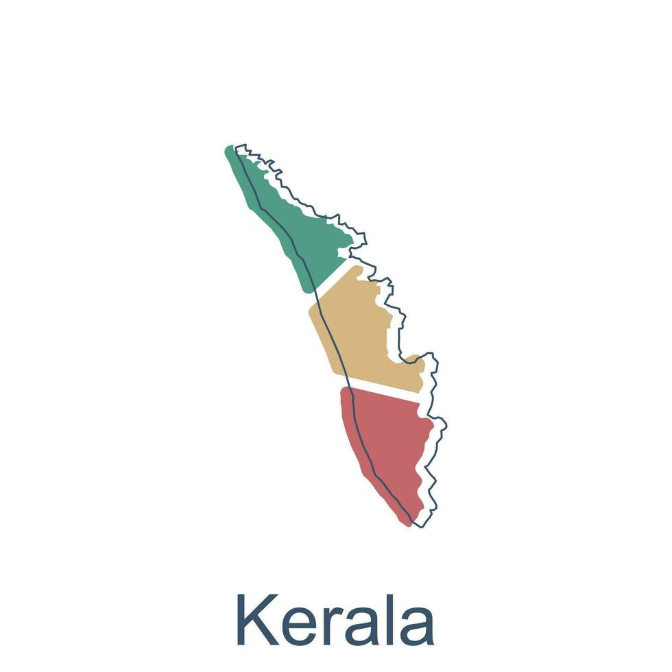 Map of Kerala colorful illustration design, element graphic illustration template vector