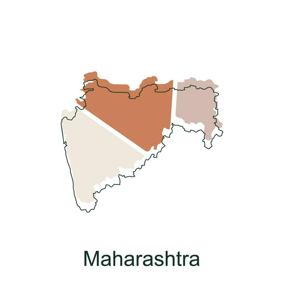 Map of Maharashtra colorful illustration design, element graphic illustration template vector