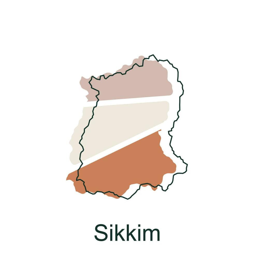 Sikkim map vector illustration with line modern, illustrated Map of India element graphic illustration design template