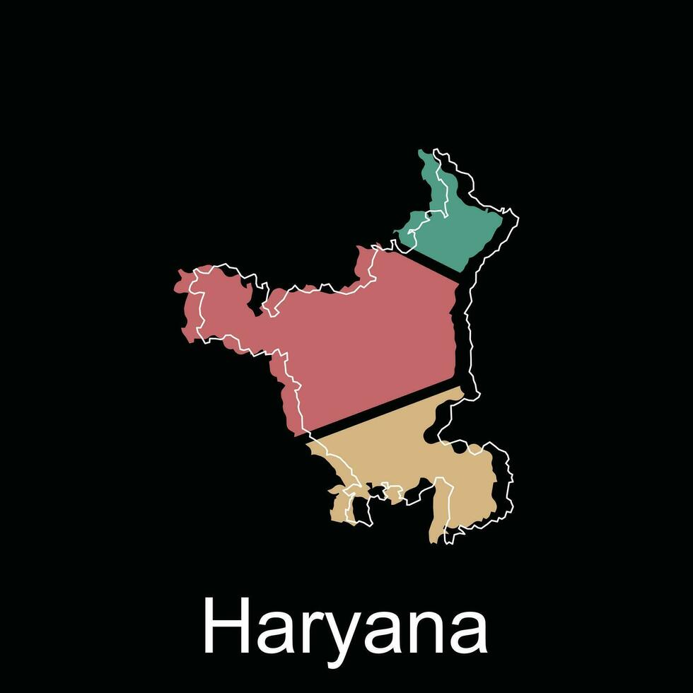 Map of Haryana illustration design with black outline on white background, design template suitable for your company vector