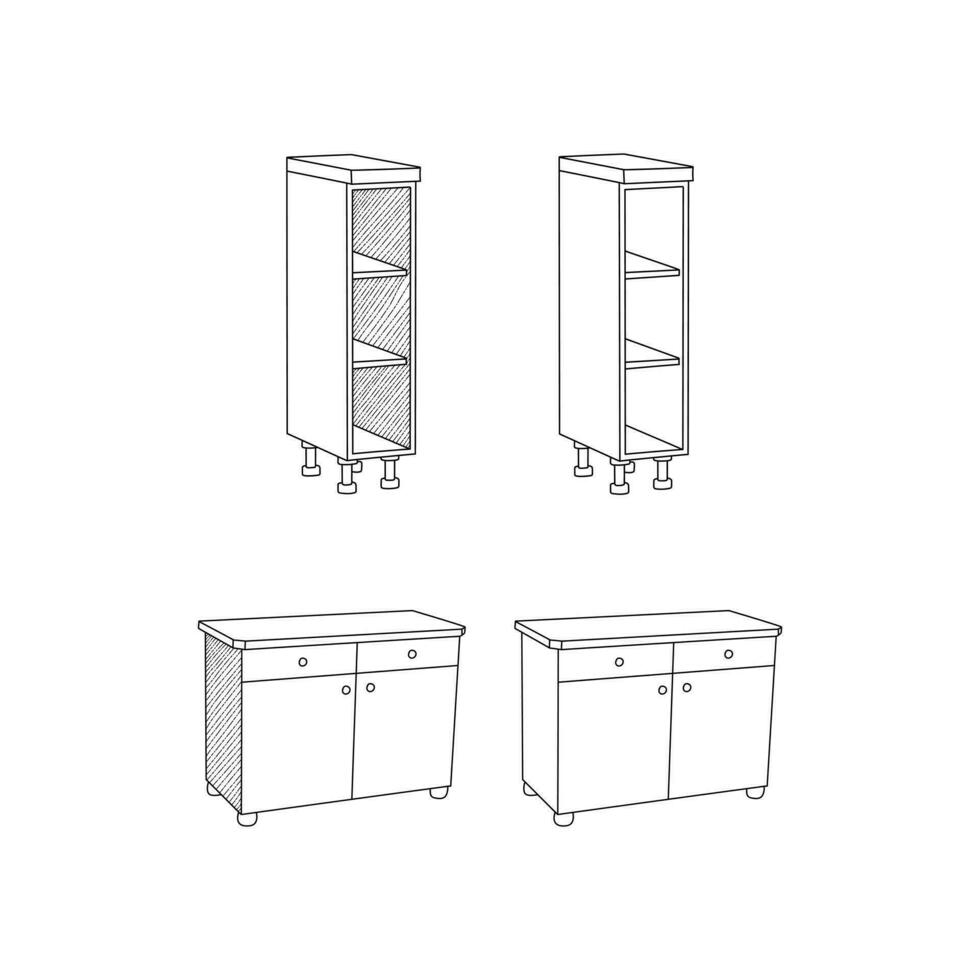 Set of Module Furniture line simple furniture design, element graphic illustration template vector