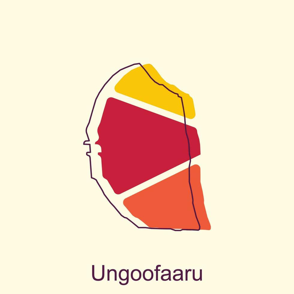 Map of Ungoofaaru geometric colorful with outline modern icon, vector illustration design template