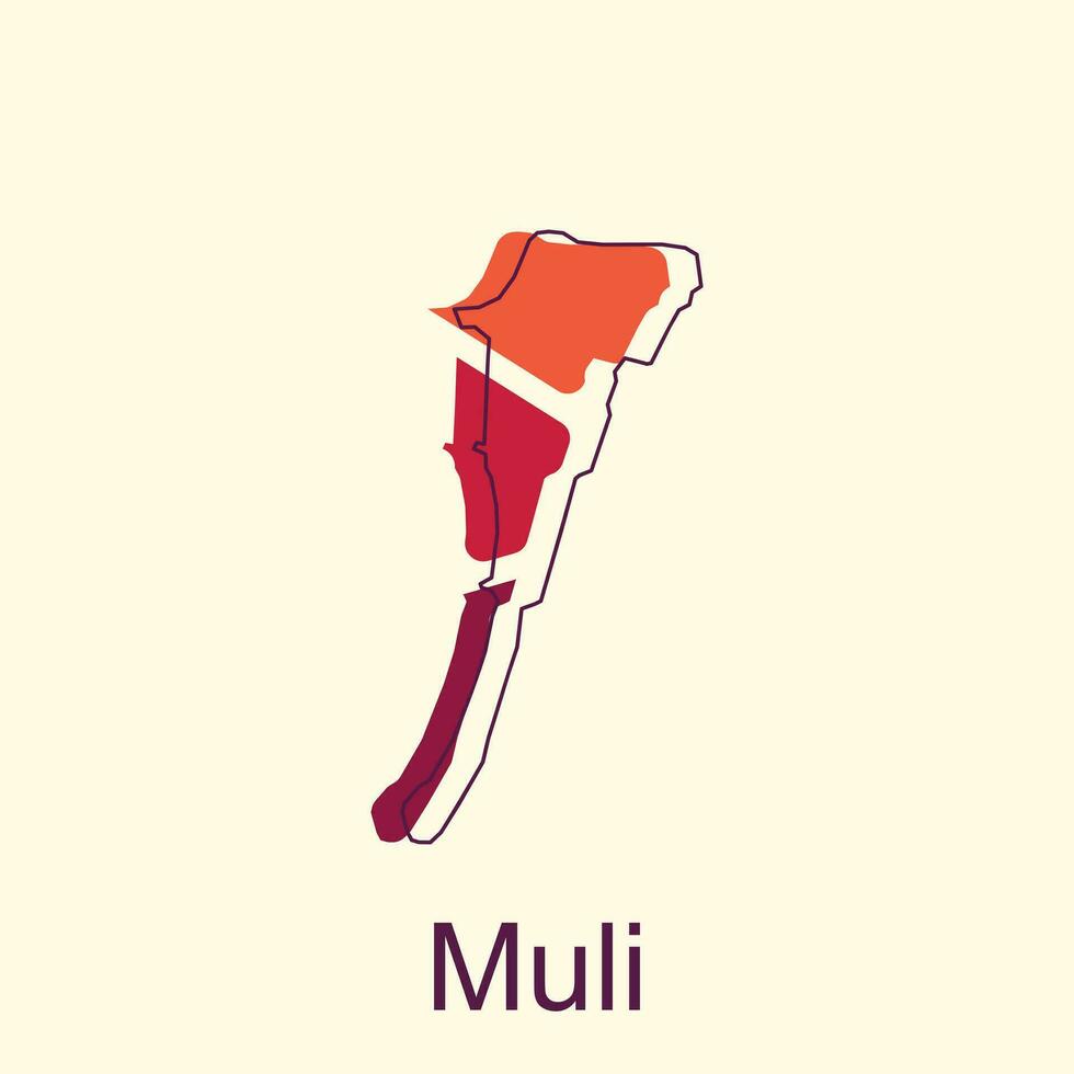 Map of Muli Vector illustration icon with simplified map of Republic of Maldives, illustration design template