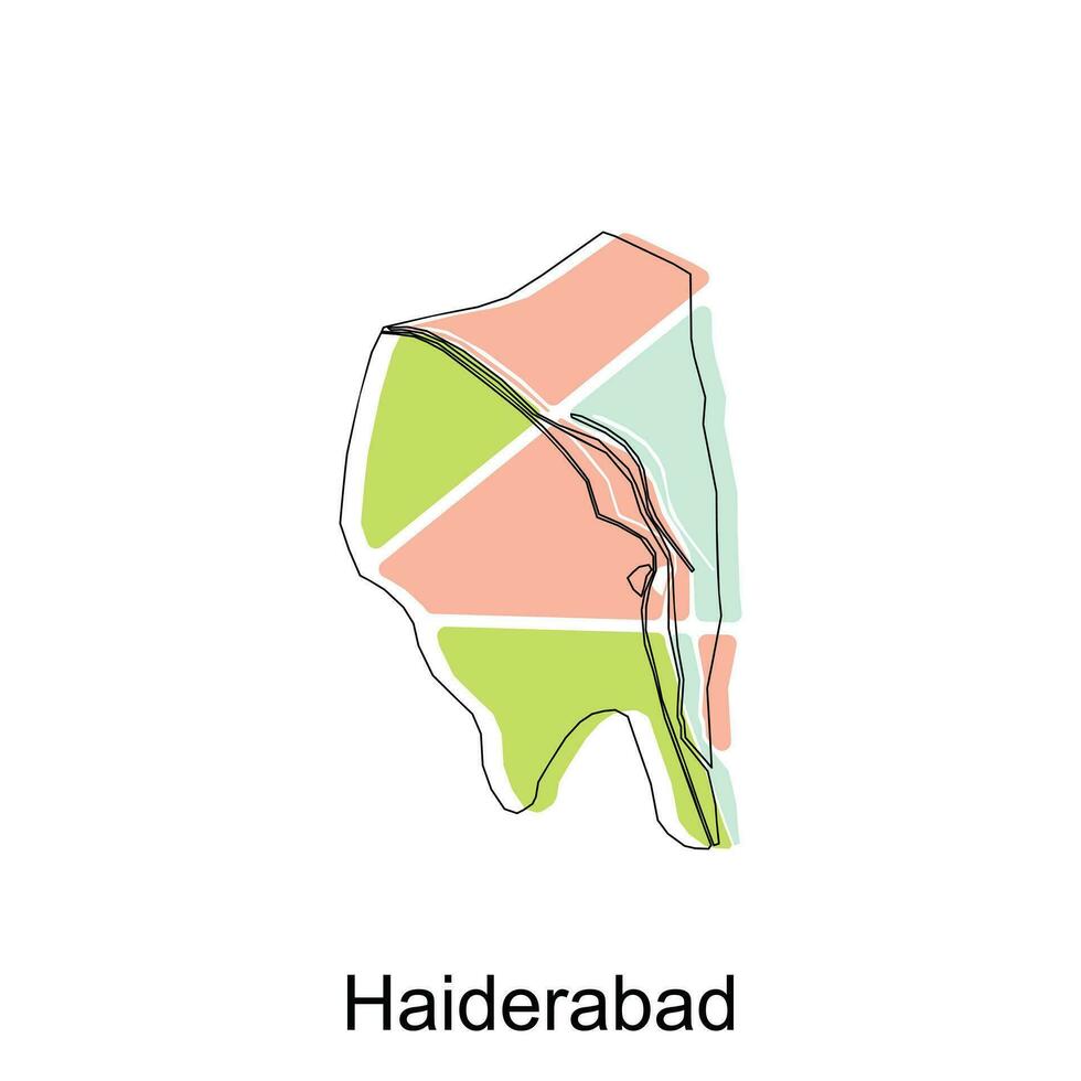 Map of Haiderabad modern with outline style vector design, World Map International vector template