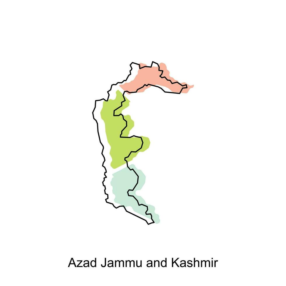 Map of Azad Jammu and Kashmir geometric colorful illustration design template, Pakistan map on white background vector