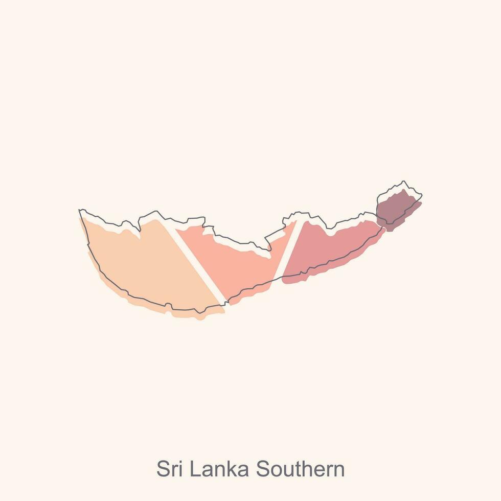 Map of Sri Lanka Southern colorful illustration design, World Map International vector template with outline graphic sketch style isolated on white background
