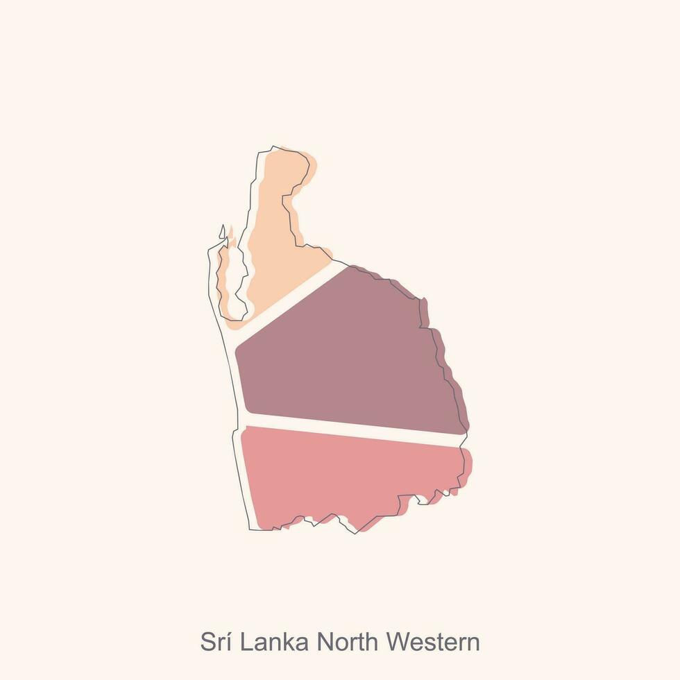 Map of Sri Lanka North Western colorful illustration design, World Map International vector template with outline graphic sketch style isolated on white background