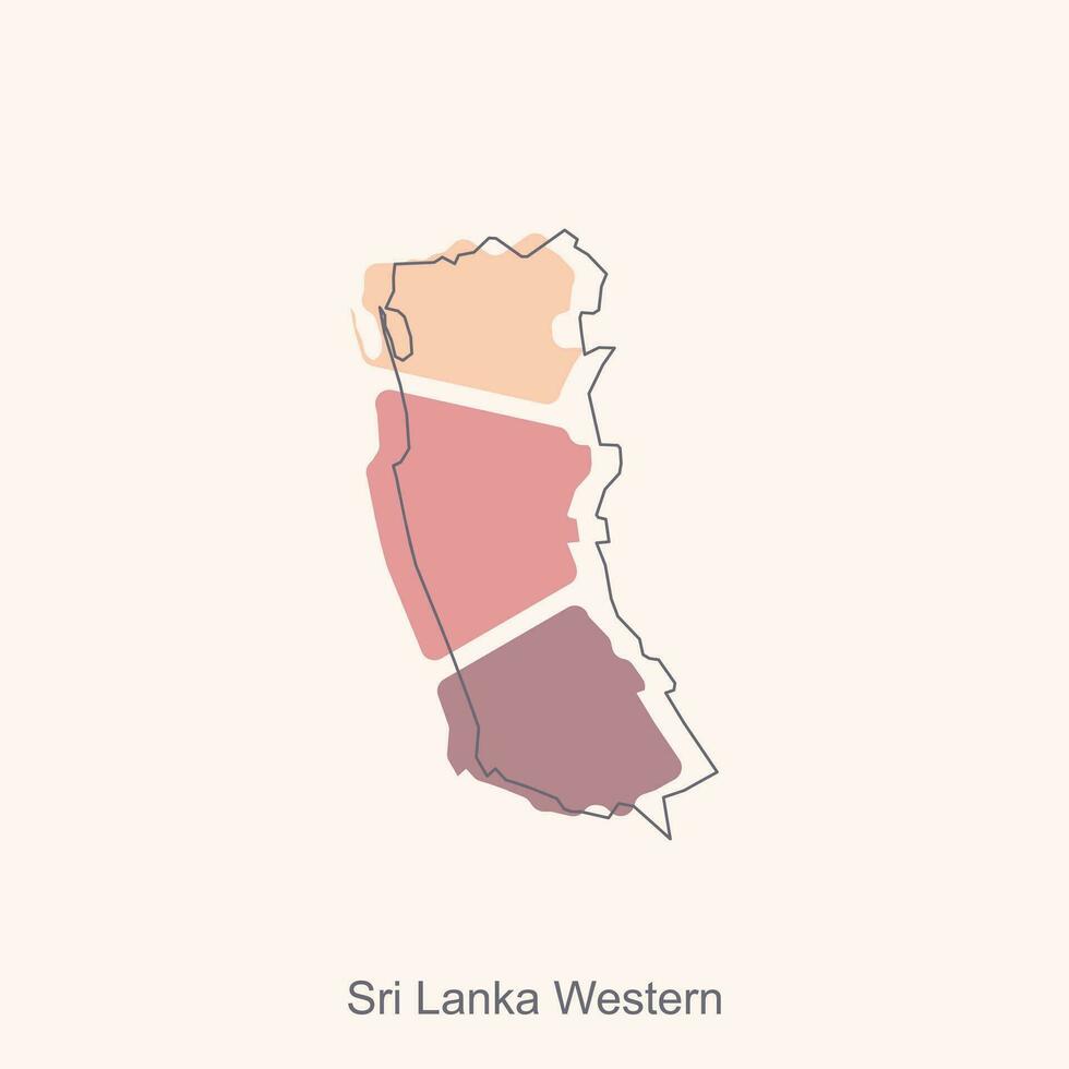 vector file map of Sri Lanka Western, Geometric Map of Sri Lanka Region Vector Design Template. Editable Stroke