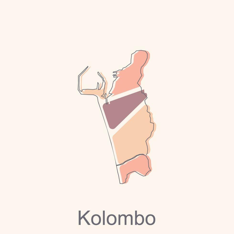 Map of Kolombo colorful illustration design, World Map International vector template with outline graphic sketch style isolated on white background