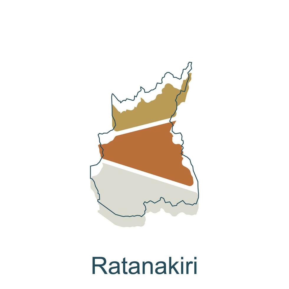 Ratanakiri map. High detailed Provinces of Cambodia map vector illustration on white background