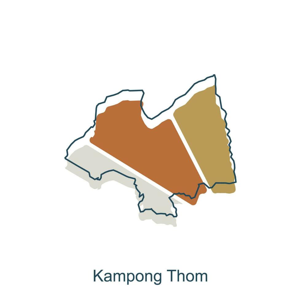 mapa de Kampong thom moderno con contorno ilustración diseño plantilla, provincia aislado Camboya mapa vector