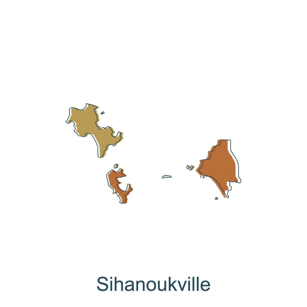 UntitleMap of Sihanoukville modern with outline illustration design template, province isolated cambodia mapd-1 vector