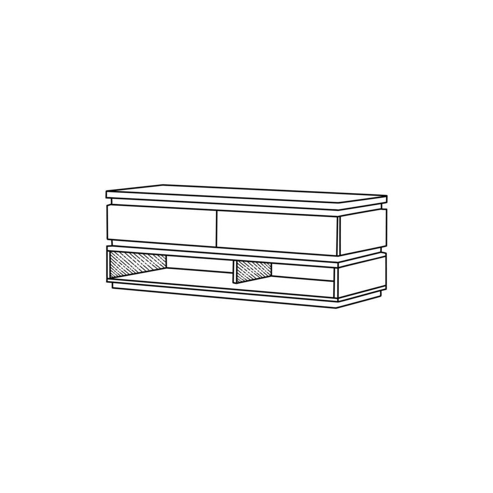 furniture icon interior of Drawer line art design minimalist logo, vector icon illustration design template