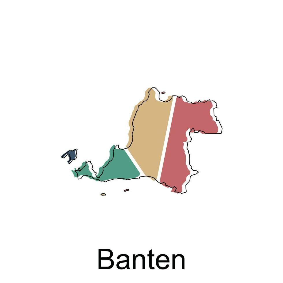 Map of Banten colorful modern geometric with outline design, element graphic illustration template vector