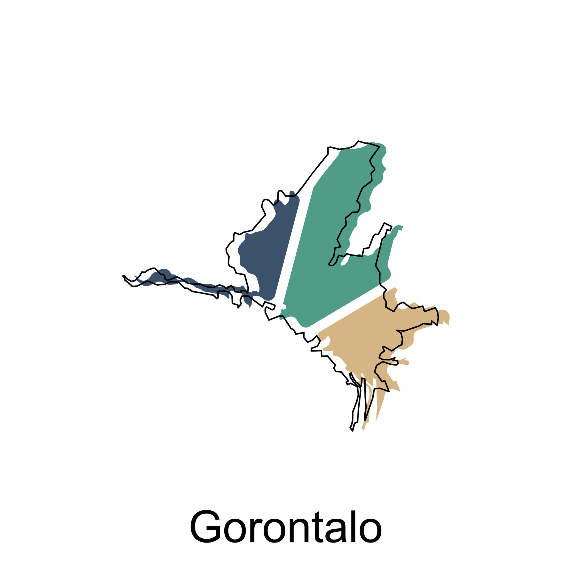 Map of Gorontalo design template, vector illustration of Map of