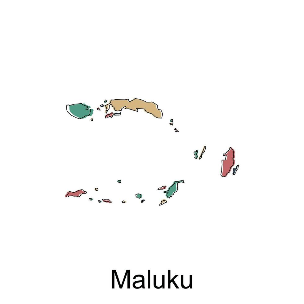 Map of Maluku colorful modern geometric with outline design, element graphic illustration template vector