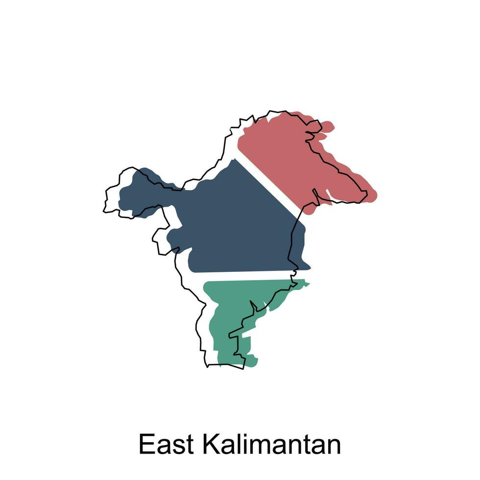 Map of East Kalimantan colorful modern geometric with outline design, element graphic illustration template vector