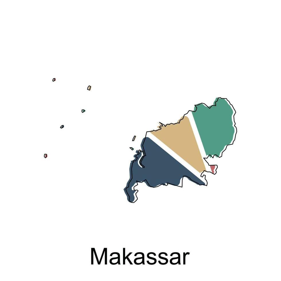 mapa de makassar ilustración diseño, mundo mapa internacional vector modelo con contorno gráfico bosquejo estilo aislado en blanco antecedentes