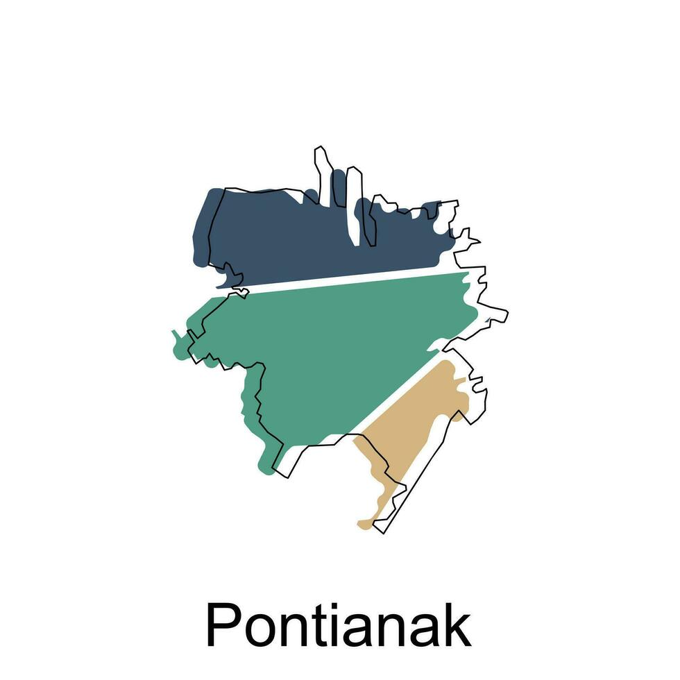 mapa de Pontianak ilustración diseño, mundo mapa internacional vector modelo con contorno gráfico bosquejo estilo aislado en blanco antecedentes