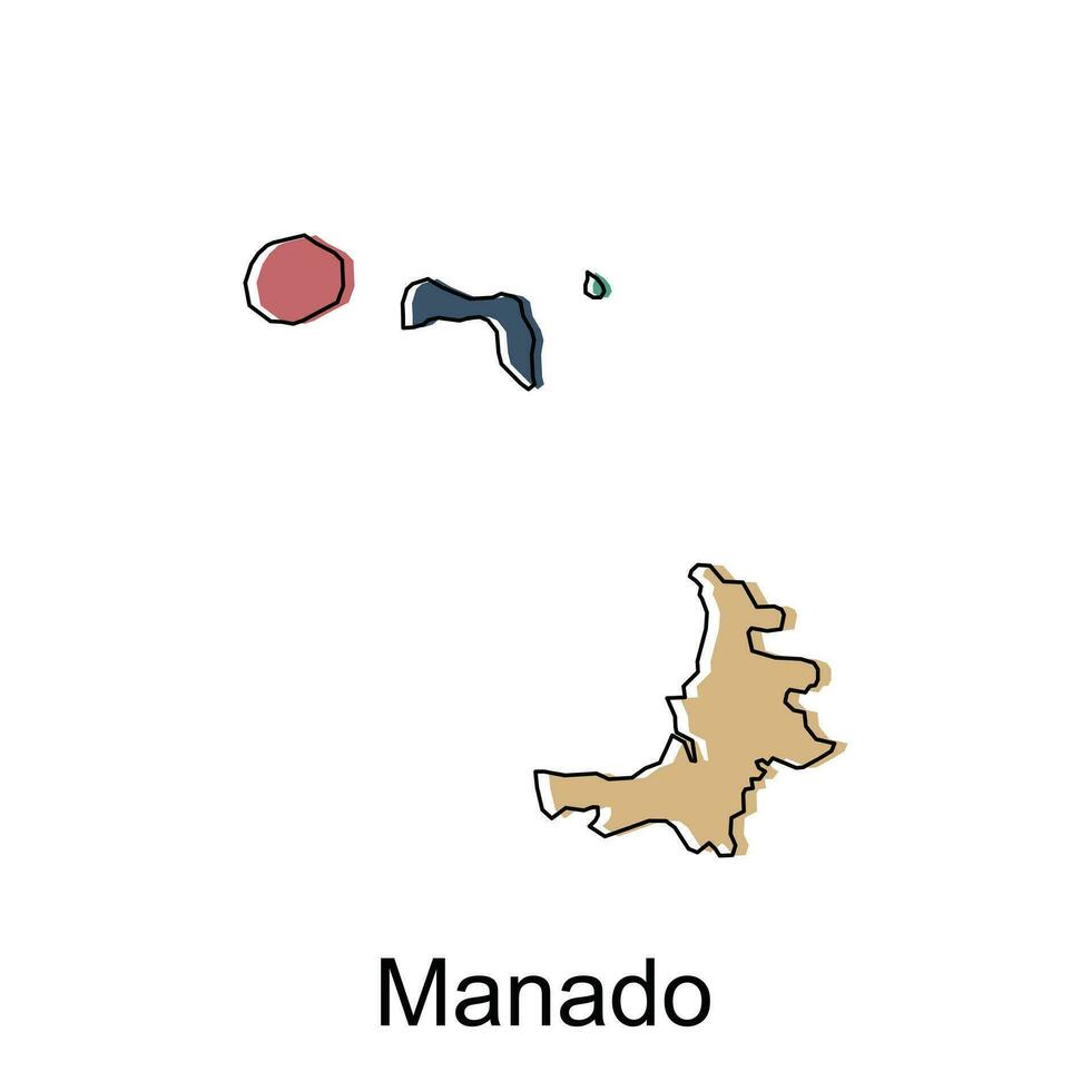 mapa de manado ilustración diseño, mundo mapa internacional vector modelo con contorno gráfico bosquejo estilo aislado en blanco antecedentes