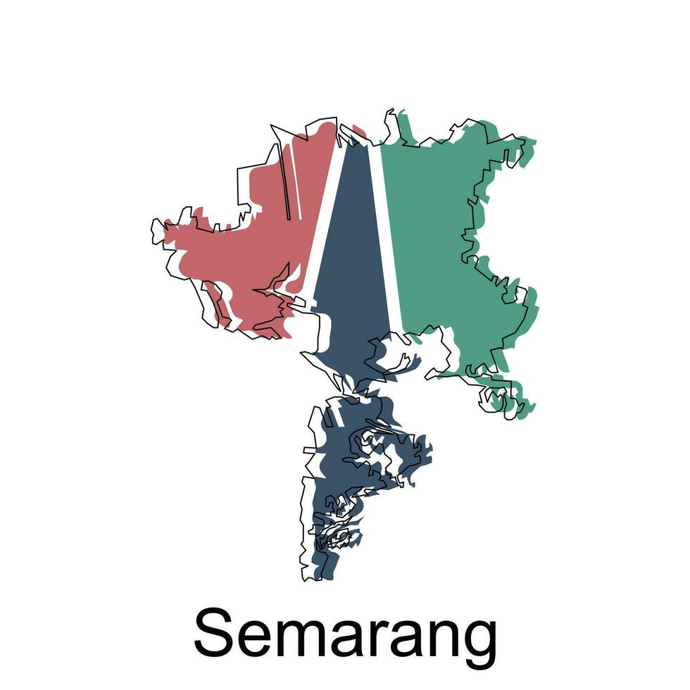 mapa de semarang ilustración diseño, mundo mapa internacional vector modelo con contorno gráfico bosquejo estilo aislado en blanco antecedentes