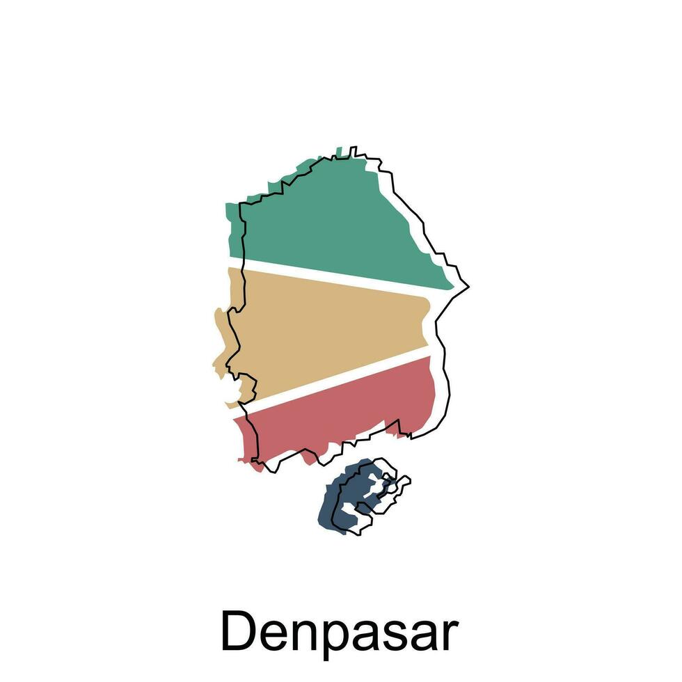 mapa de denpasar ilustración diseño, mundo mapa internacional vector modelo con contorno gráfico bosquejo estilo aislado en blanco antecedentes