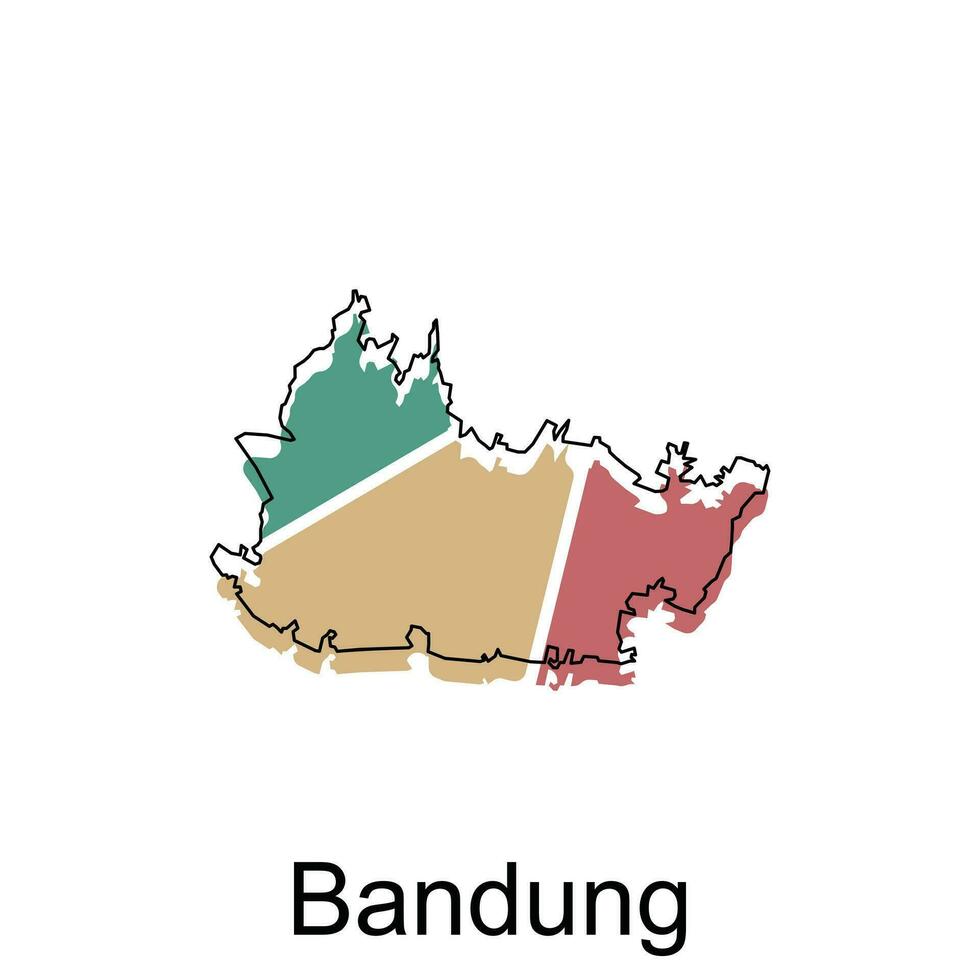 Map of Bandung colorful modern geometric with outline design, element graphic illustration template vector