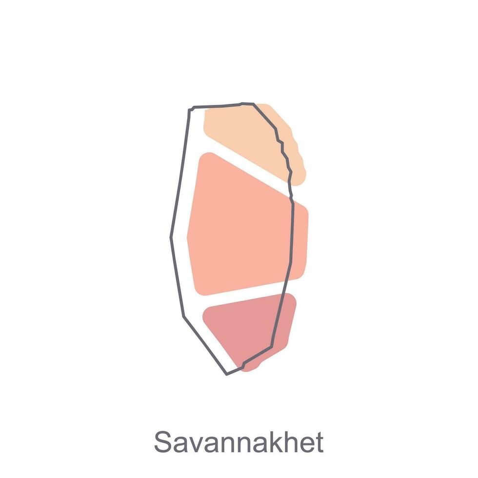 mapa de savannakhet vistoso geométrico con contorno vector diseño, mundo mapa país vector ilustración modelo