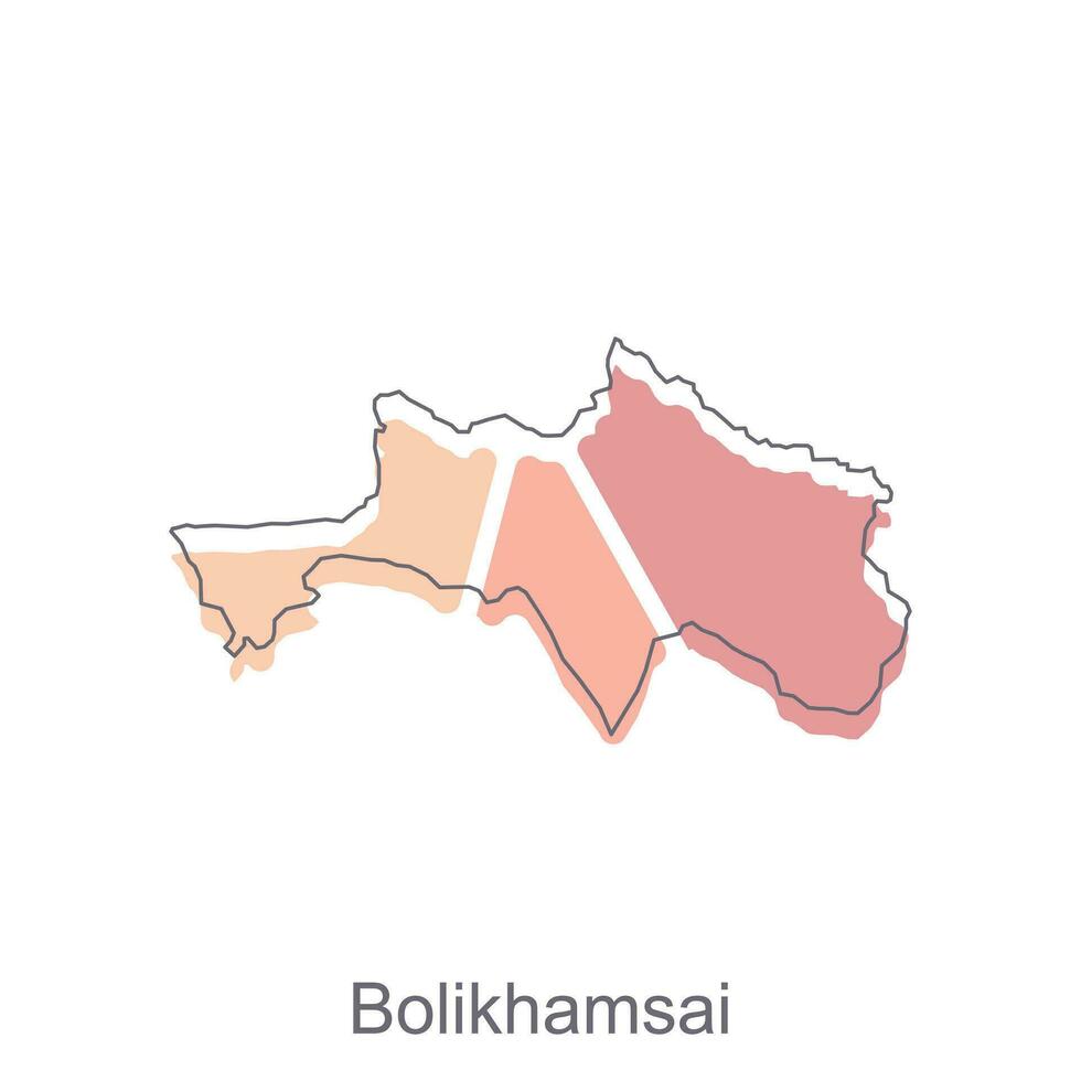 mapa de bolikhamsai vistoso geométrico con contorno vector diseño, mundo mapa país vector ilustración modelo