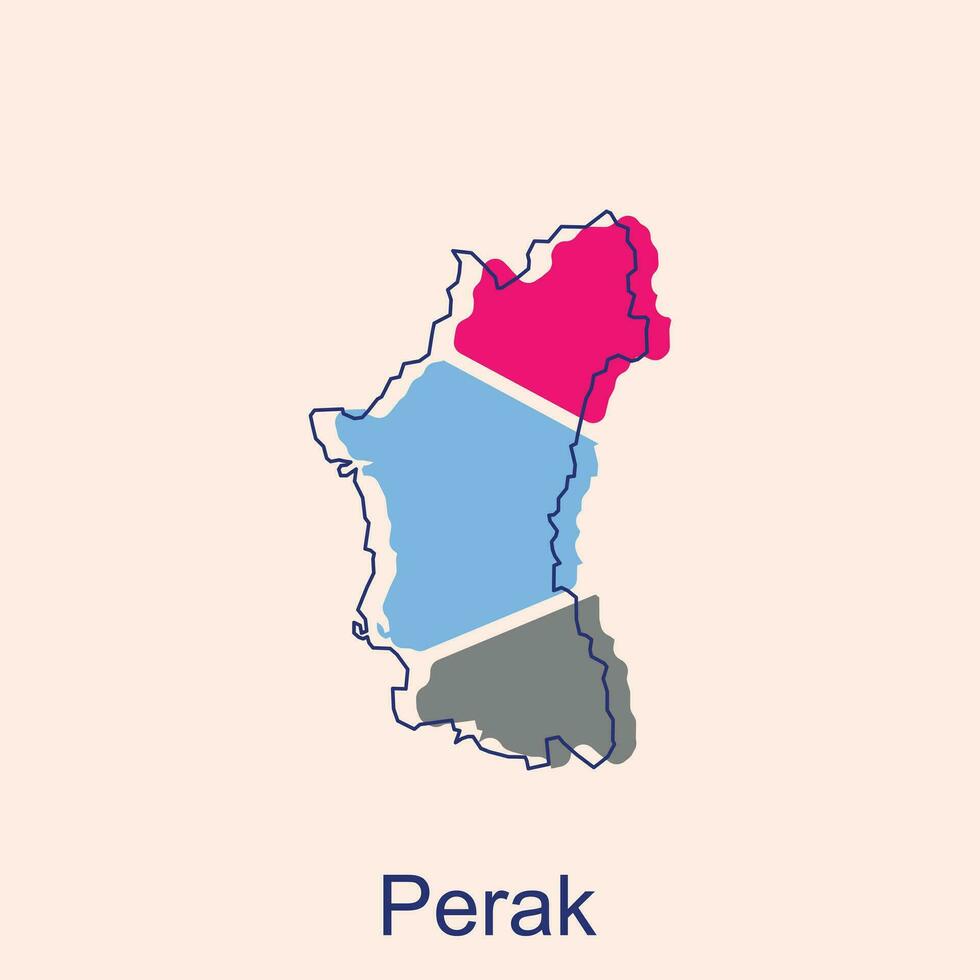 Map of Perak colorful modern outline vector design template, logotype element for template.