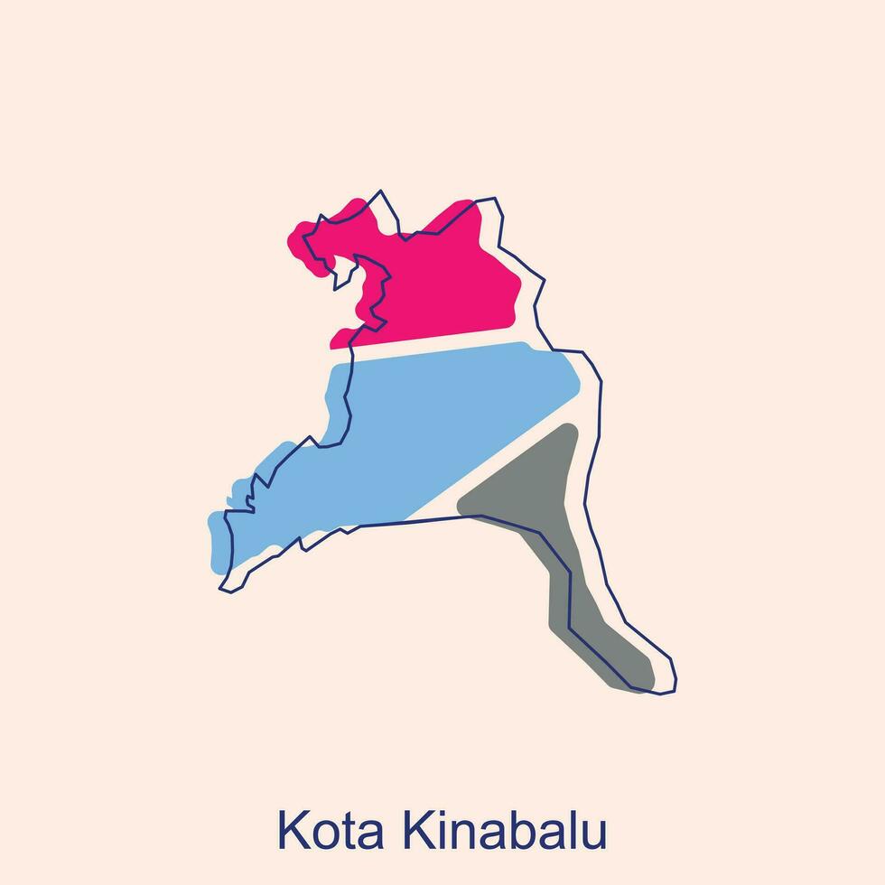 Map of Kota Kinabalu vector design template, World Map International vector template with outline graphic sketch style isolated on white background