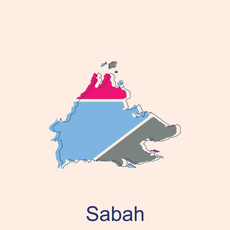 Map of Sabah colorful modern outline vector design template, logotype element for template.