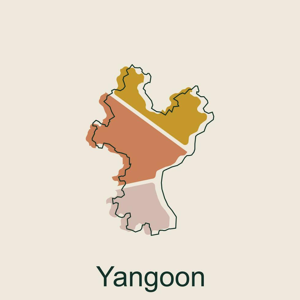 Map of Yangoon geometric outline colorful modern design template, Myanmar map on white background of vector illustration