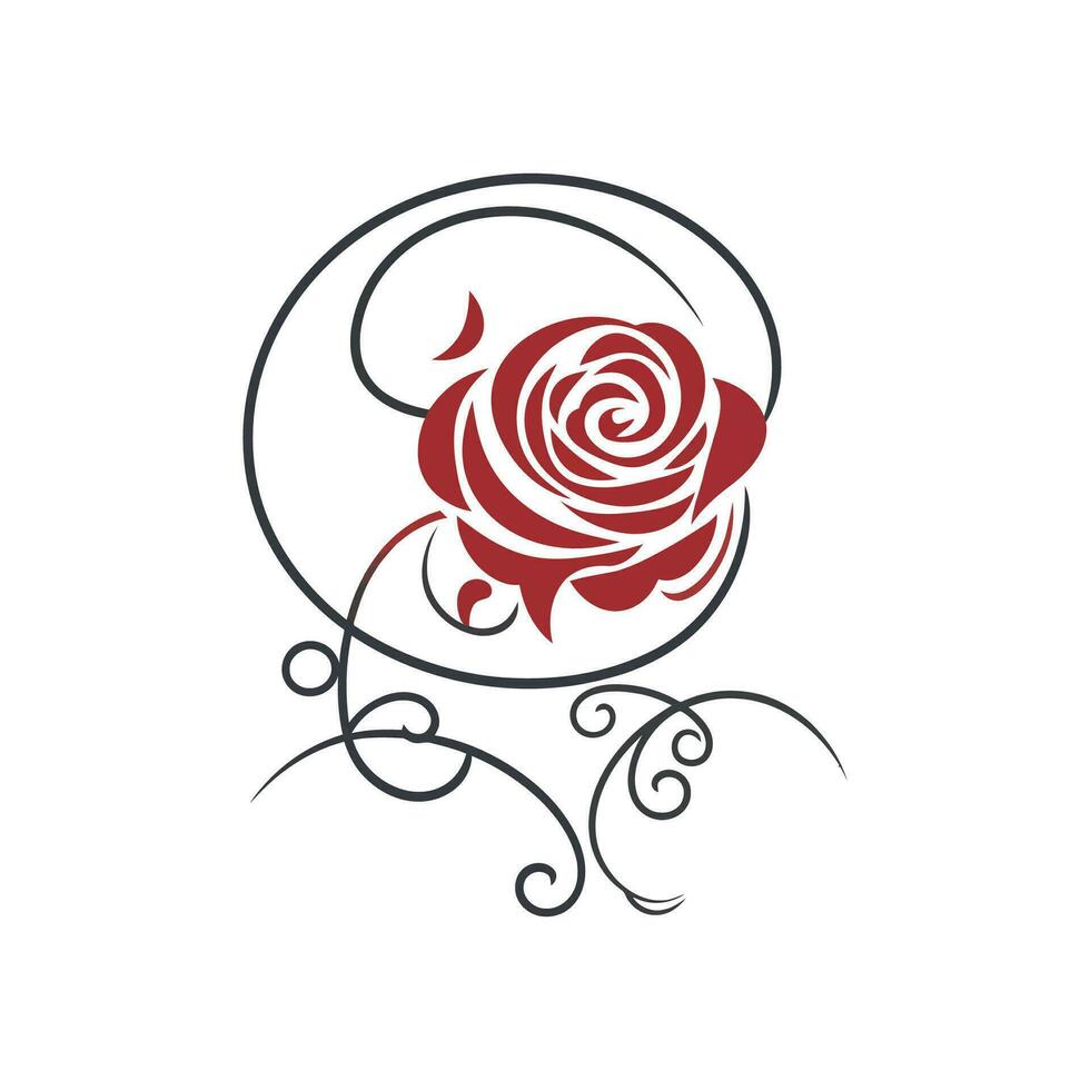 Rosa flor logo ilustración vector diseño modelo