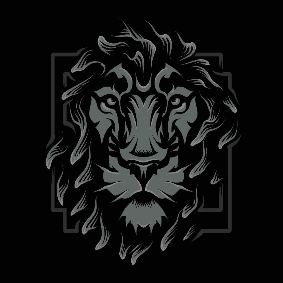 gray lion head vector illustration