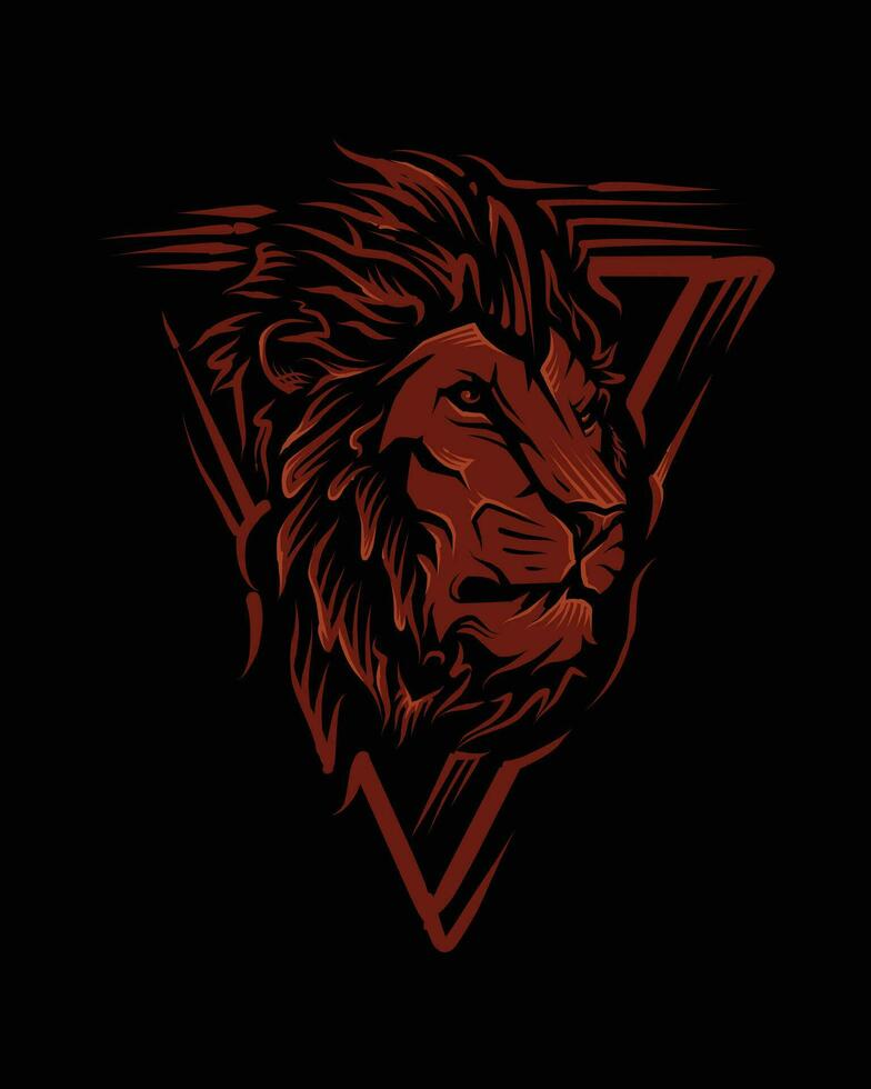 red lion head vector illustration