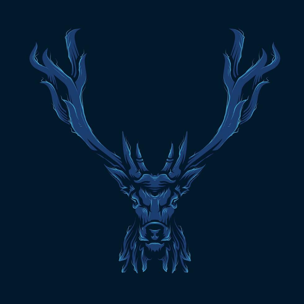 blue deer horned head vector illustration